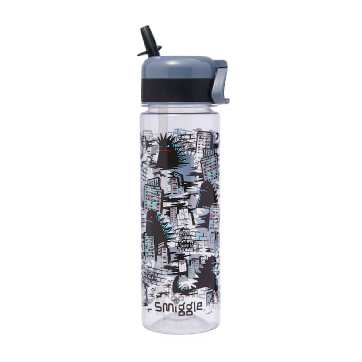 Smiggle Bright Eyes Plastic Drink Bottle 650ml – Grey