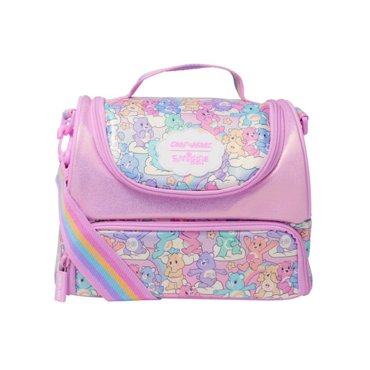 Smiggle Care Bears Large Double Compartment Lunchbox With Strap