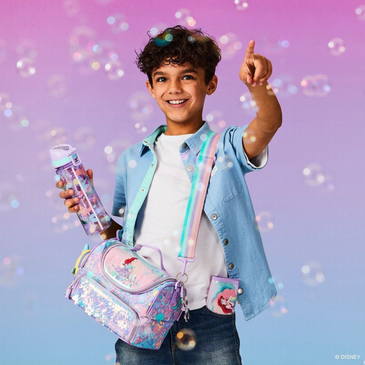 Smiggle Disney Princess Double Layer Lunch Bag with Strap (Little Mermaid) (4)
