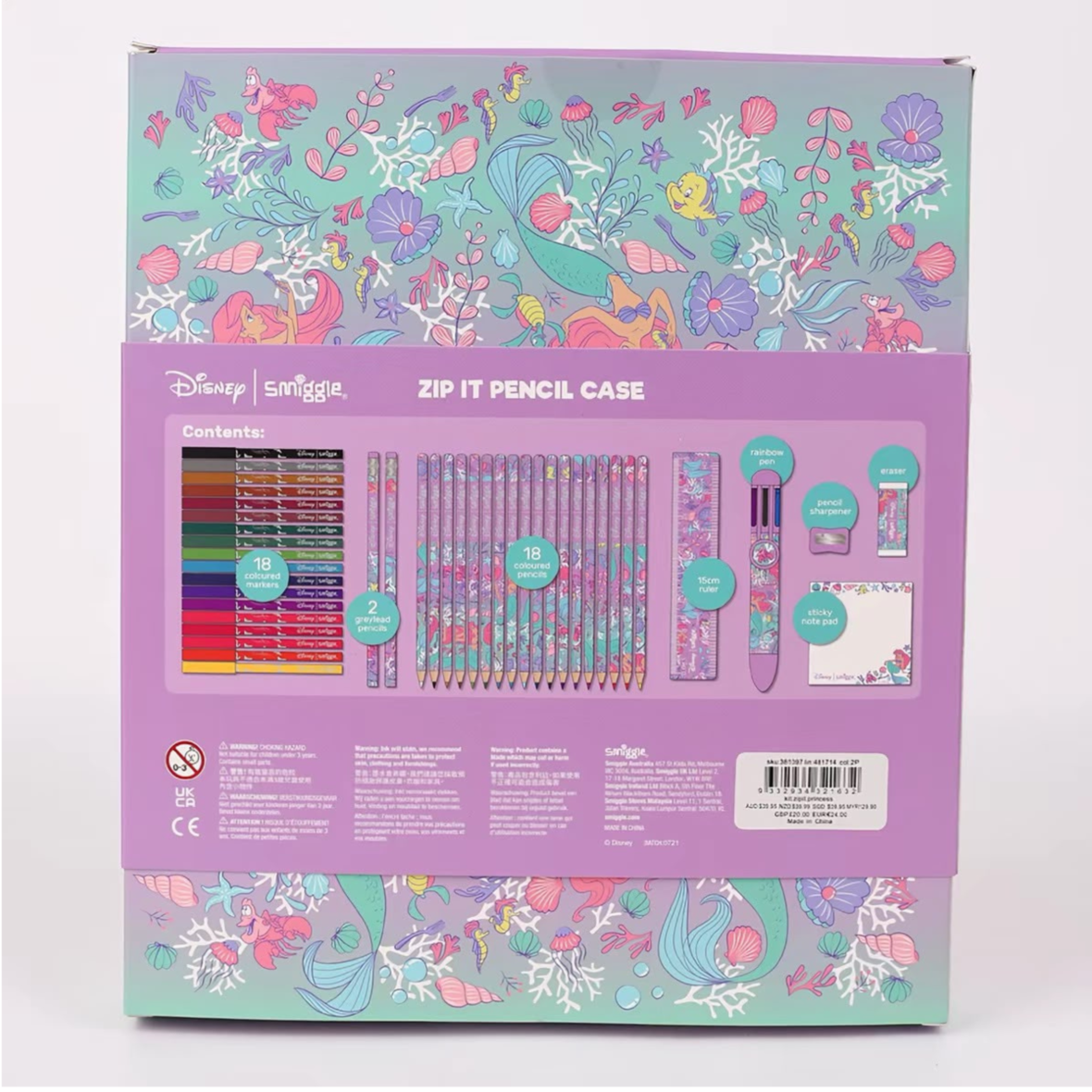 Smiggle Disney Princess Zip It Stationery Gift Pack (Little Mermaid) (2)