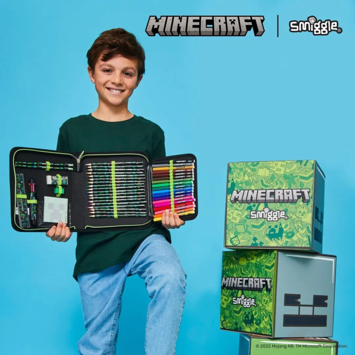 Smiggle Minecraft Zip It Stationery Gift Pack Black (3)
