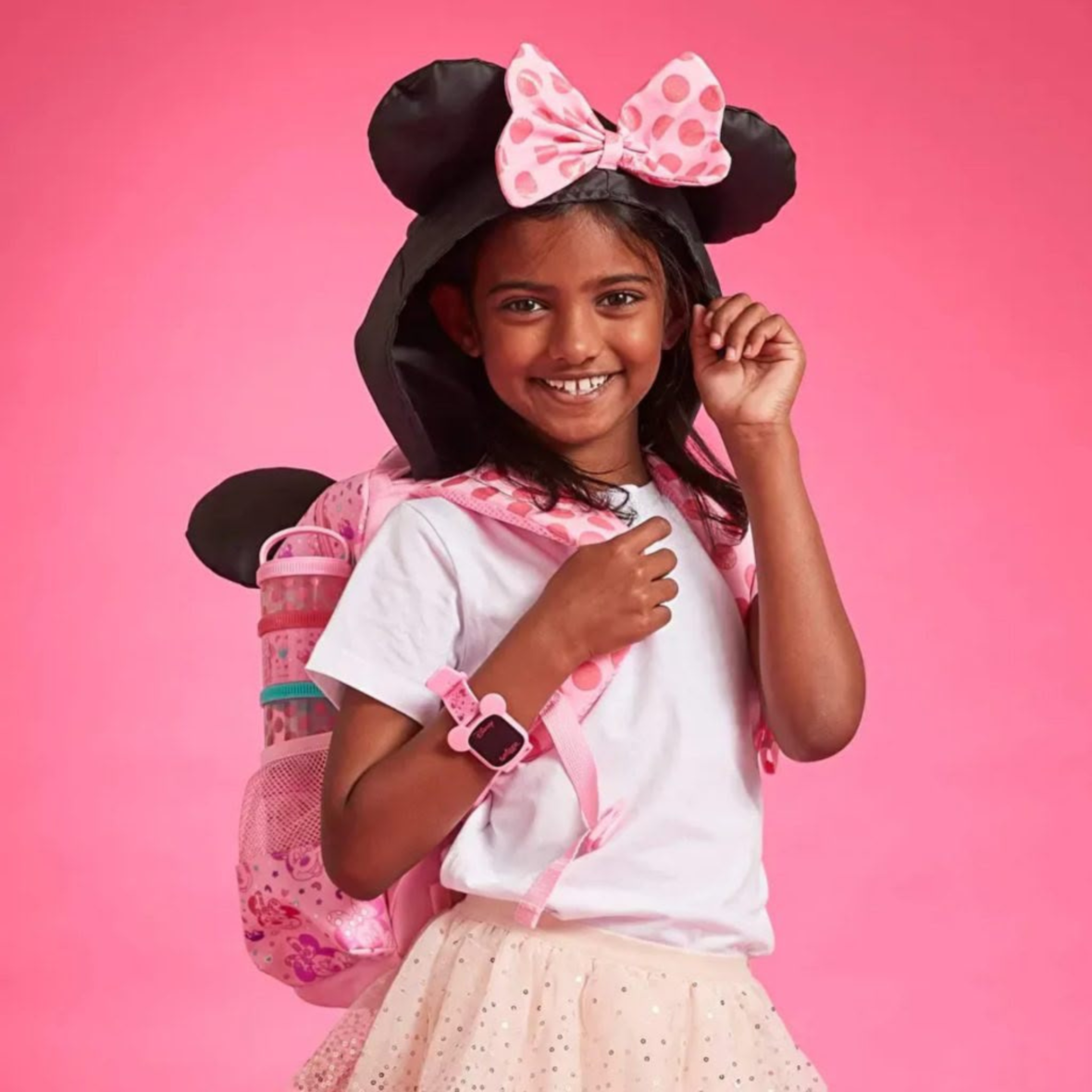 Smiggle Minnie Mouse Junior Character Hoodie Backpack Pink (5)