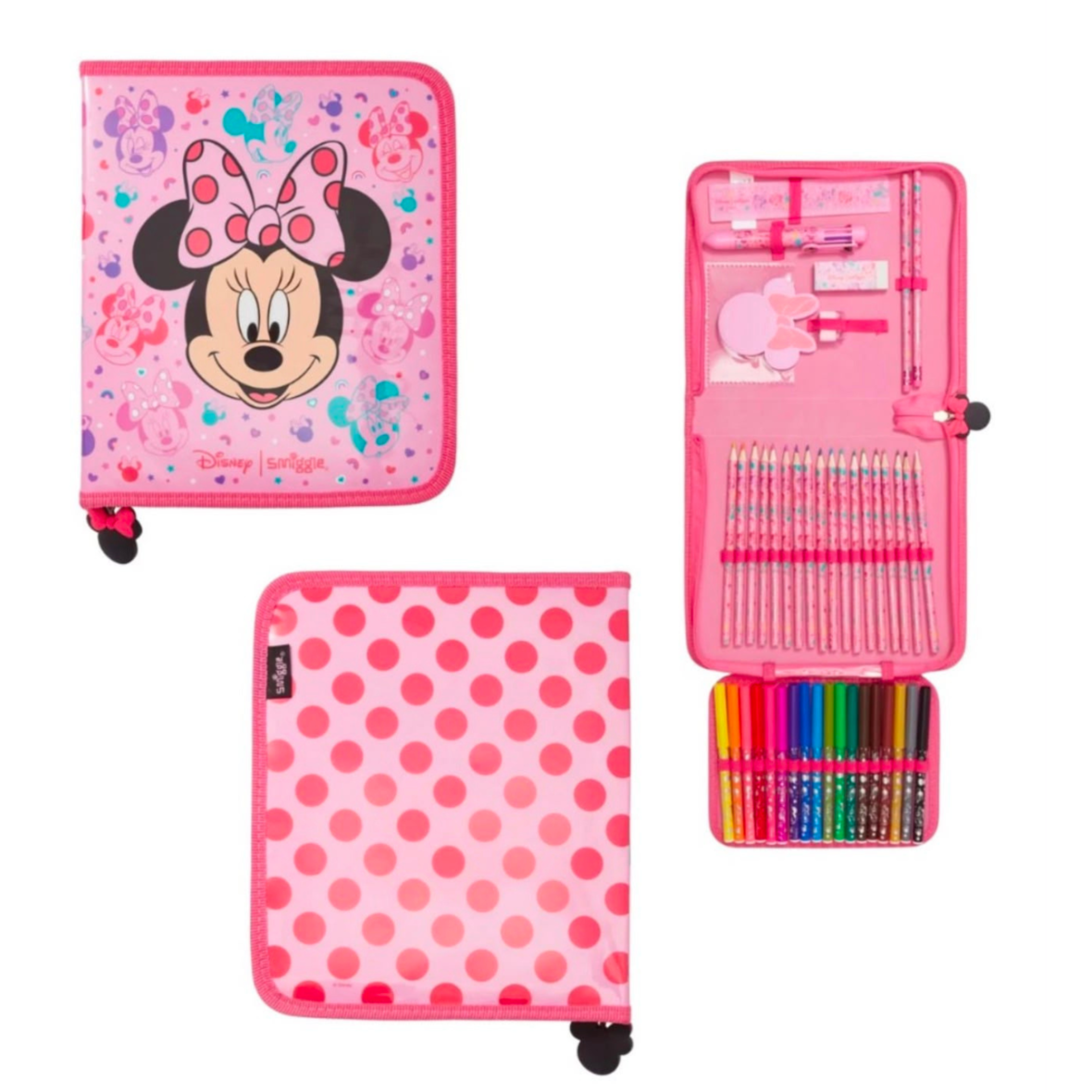 Smiggle Minnie Mouse Zip Stationery 44pcs Gift Pack Pink (3)
