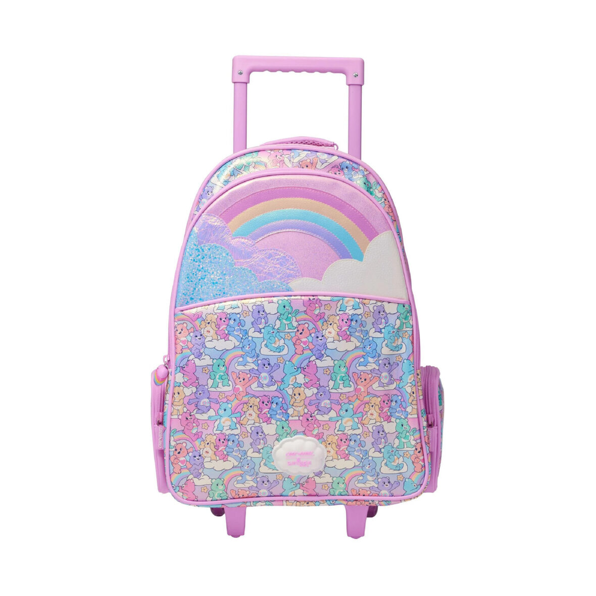 Smiggle Pink Care Bears Trolley Backpack With Light Up Wheels