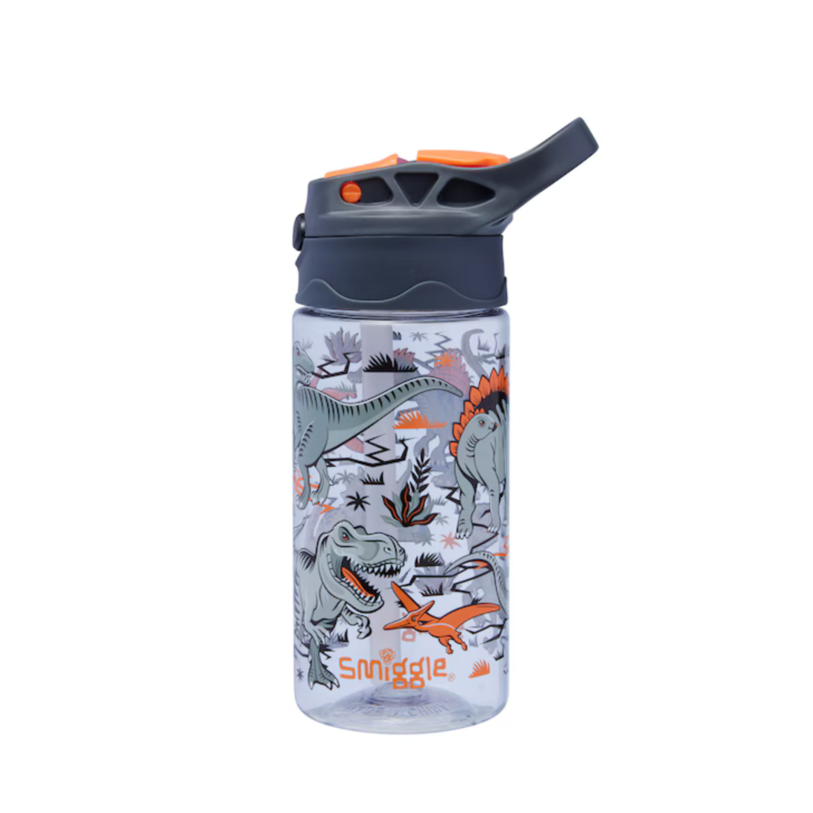 Smiggle Playtime Junior Flip Plastic Drink Bottle 430Ml – Grey