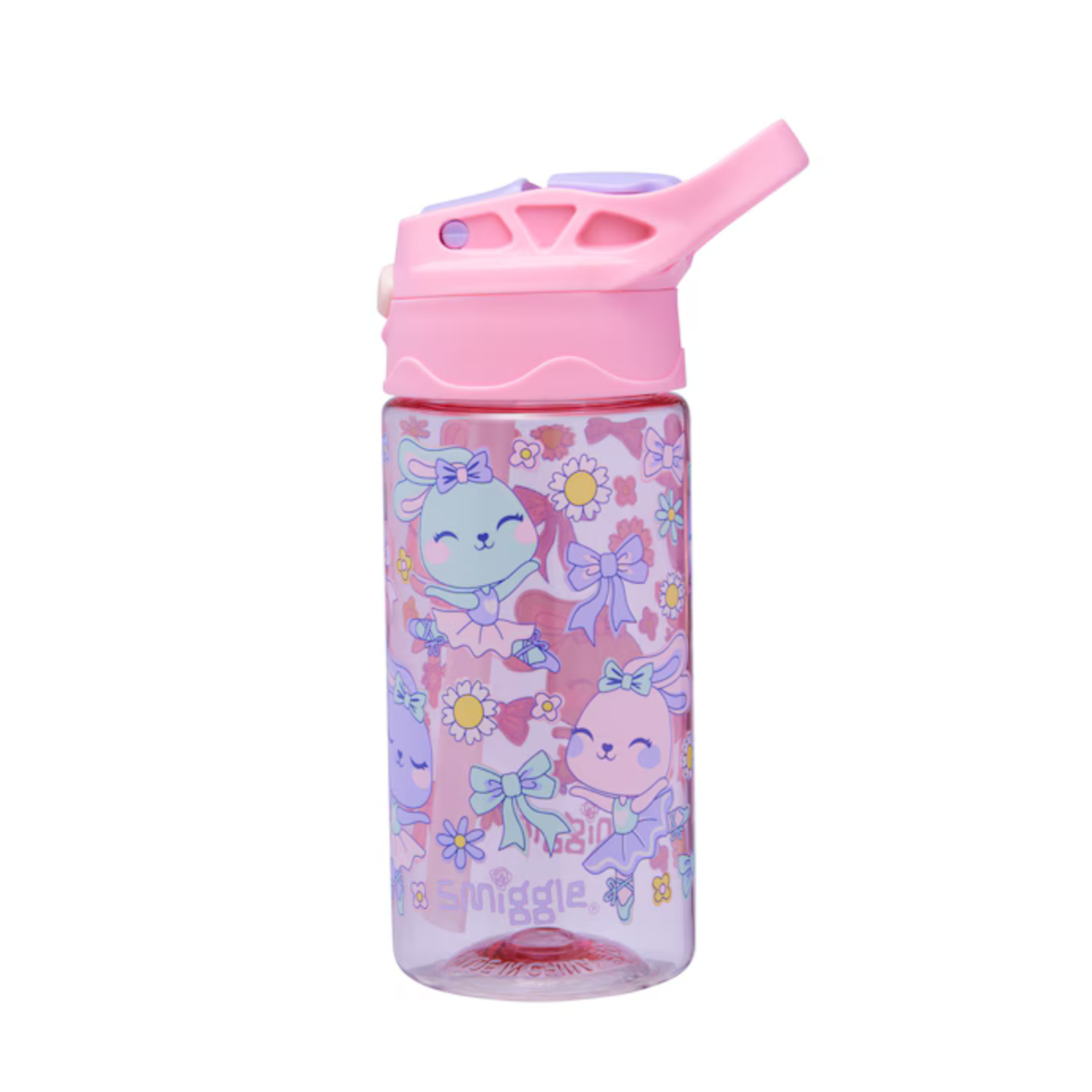 Smiggle Playtime Junior Flip Plastic Drink Bottle 430Ml – Pink 