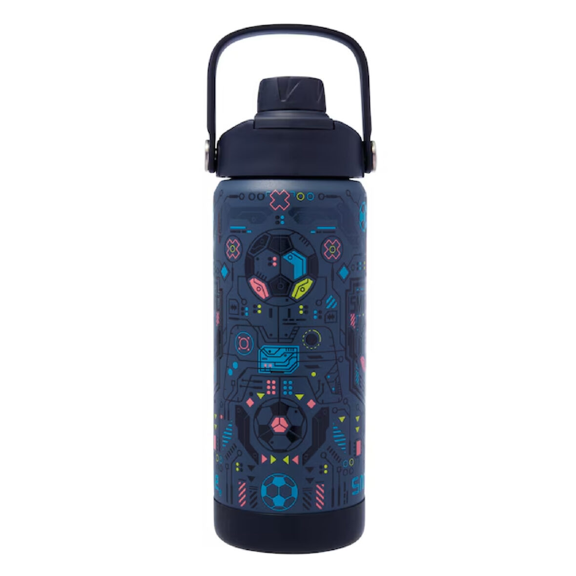 Smiggle Power Play Squiggle Stainless Steel Insulated Drink Bottle 550Ml – Dark Grey
