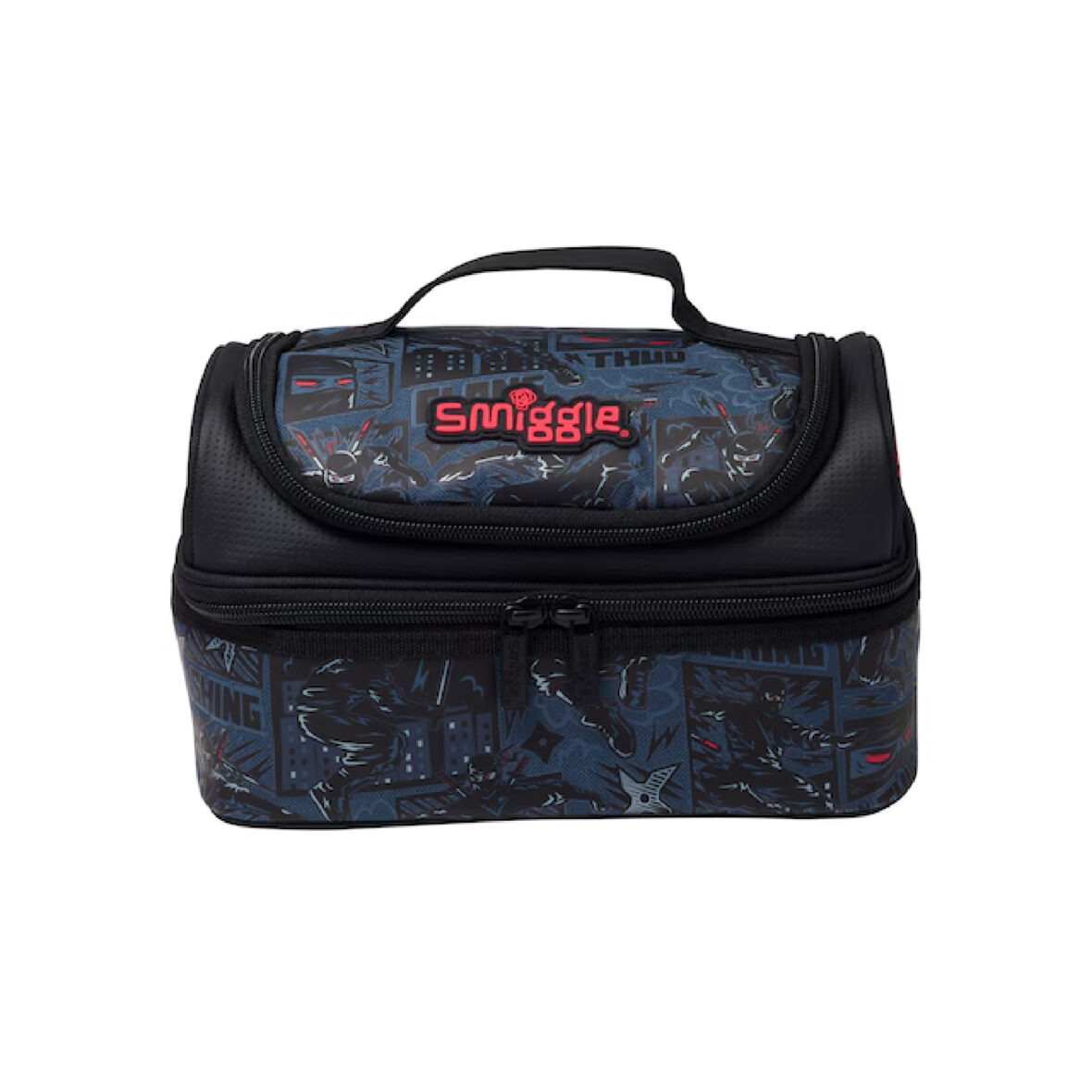 Smiggle Realm Double Decker Lunchbox – Black Grey