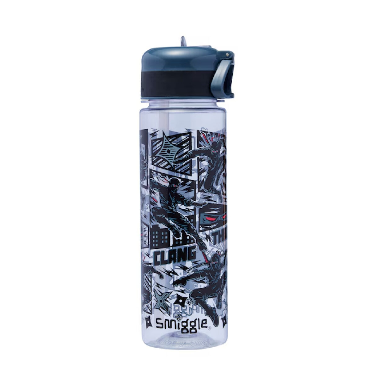 Smiggle Realm Plastic Drink Bottle 650Ml – Black Grey