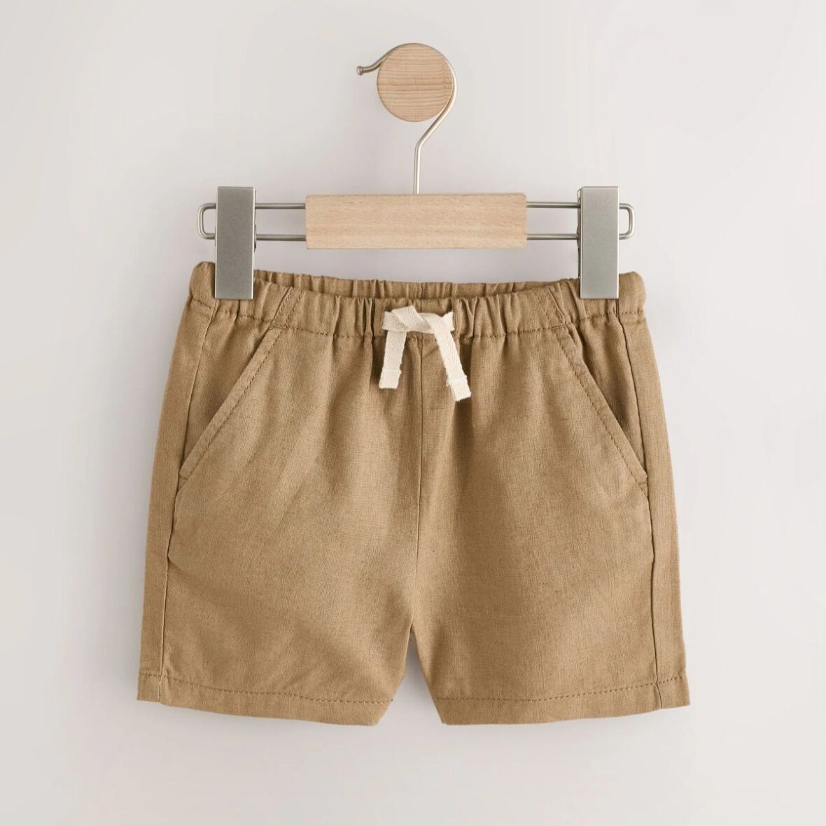 Tan Brown Linen Blend Pull On Shorts (3mths-7yrs)