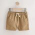 Tan Brown Linen Blend Pull On Shorts 4