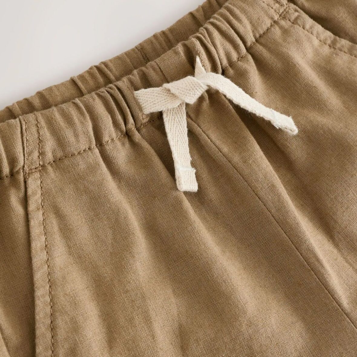 Tan Brown Linen Blend Pull On Shorts 3