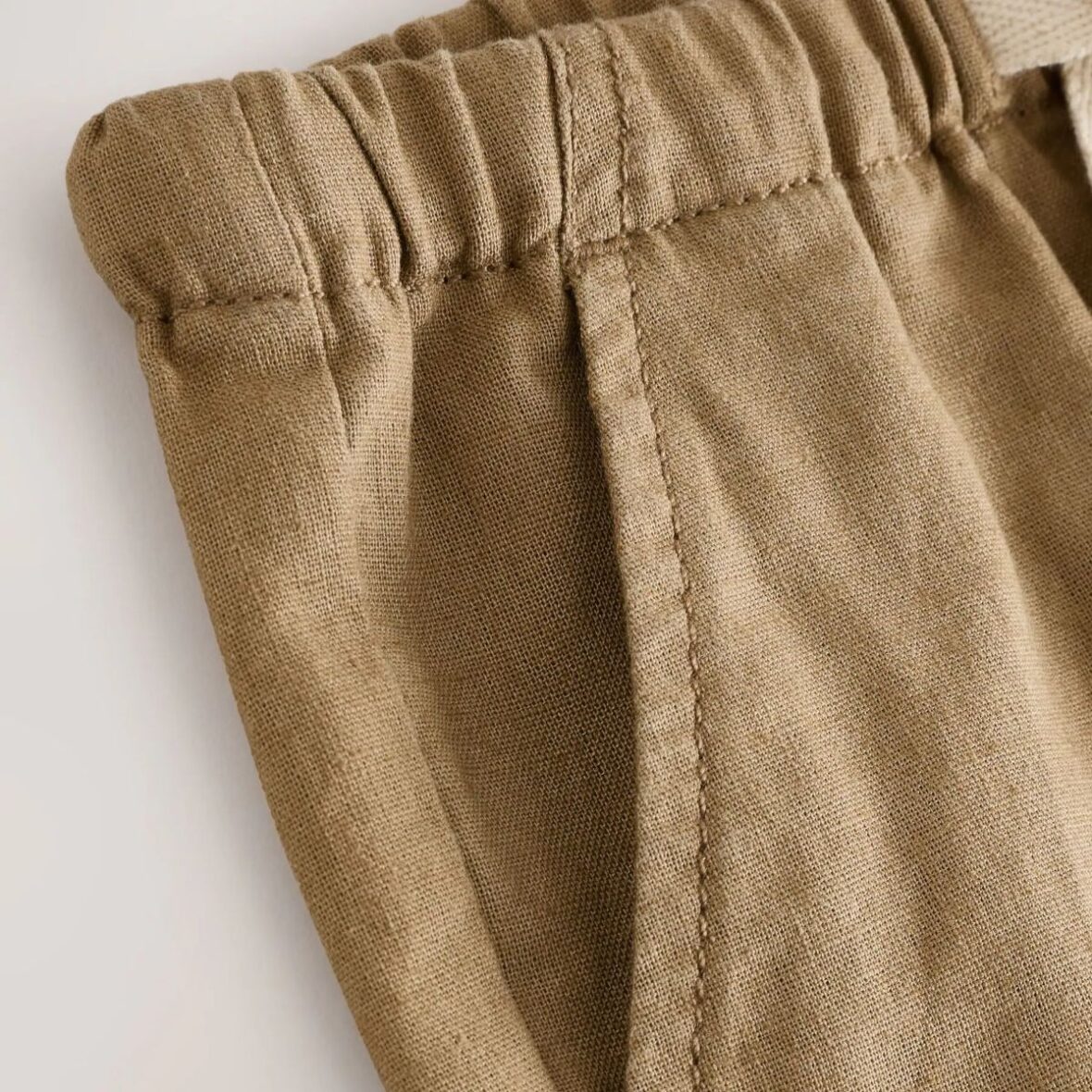 Tan Brown Linen Blend Pull On Shorts 4