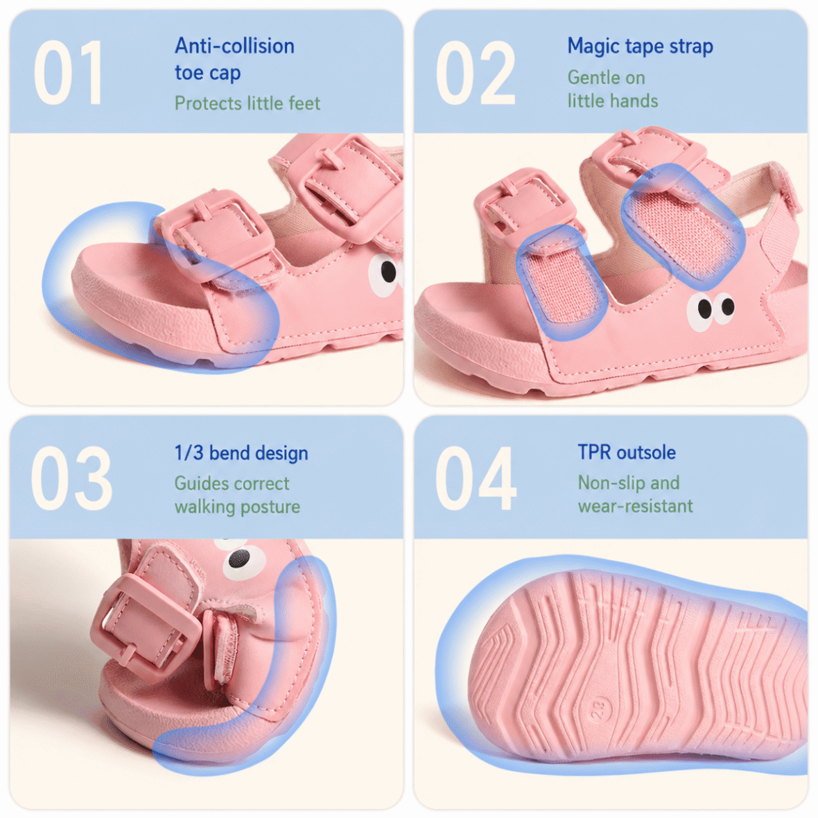 TopStar Googly Eye Kids Sandals – Pink 3