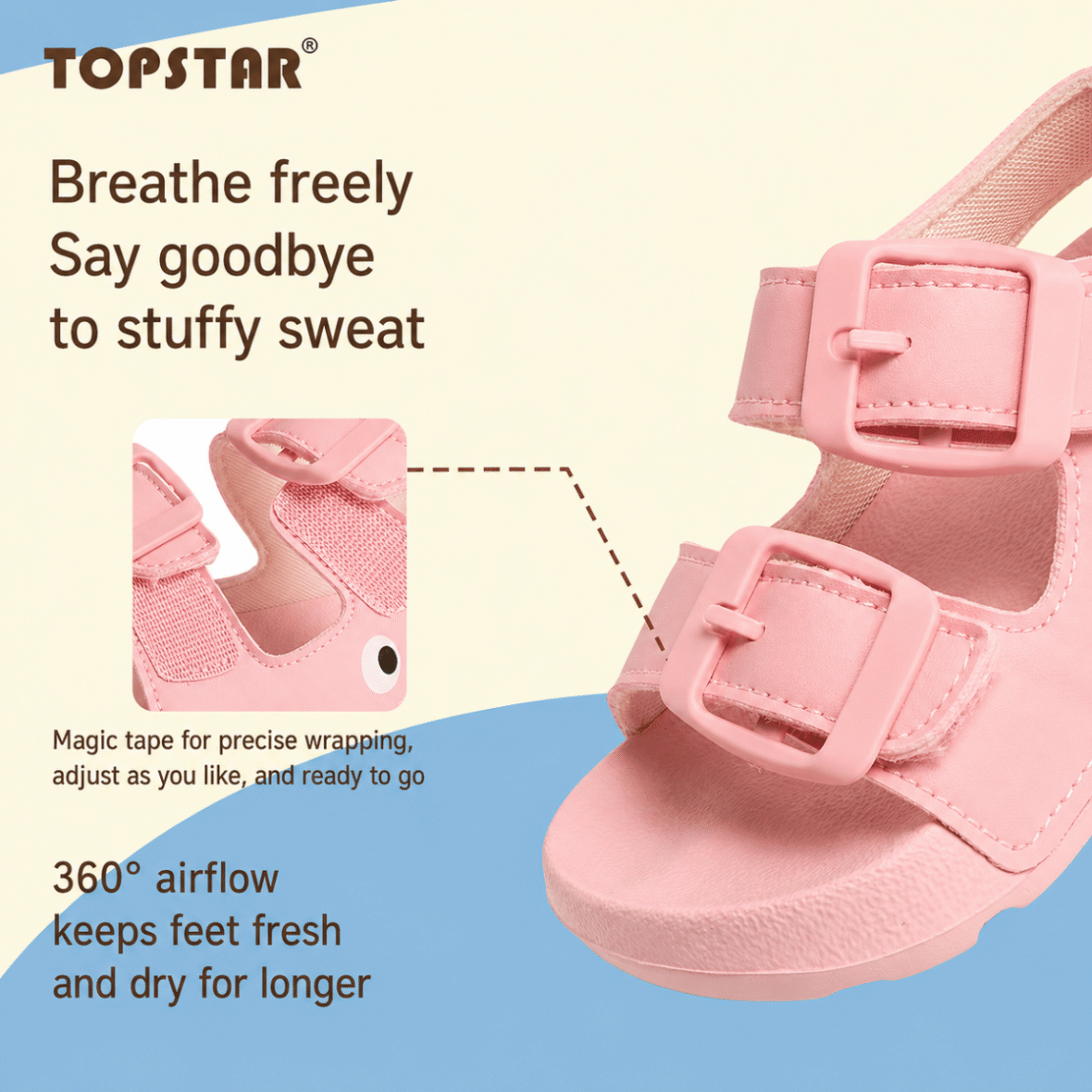 TopStar Googly Eye Kids Sandals – Pink 4