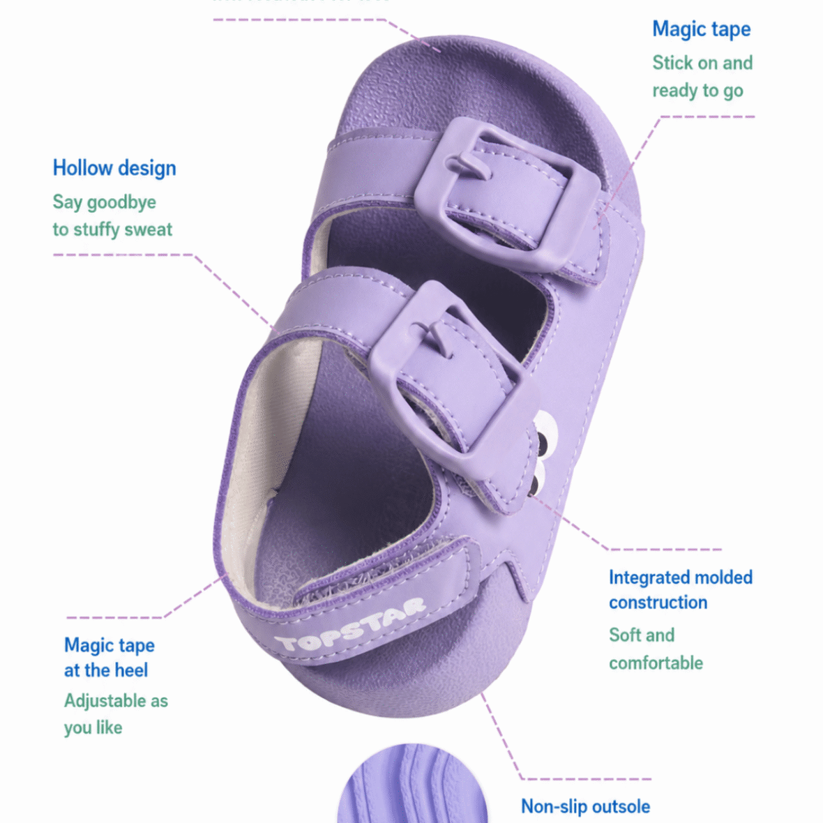 TopStar Googly Eye Orthopedic Kids Sandals – Purple 3