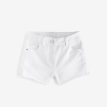 White Regular Length Frayed Edge Denim Shorts 1