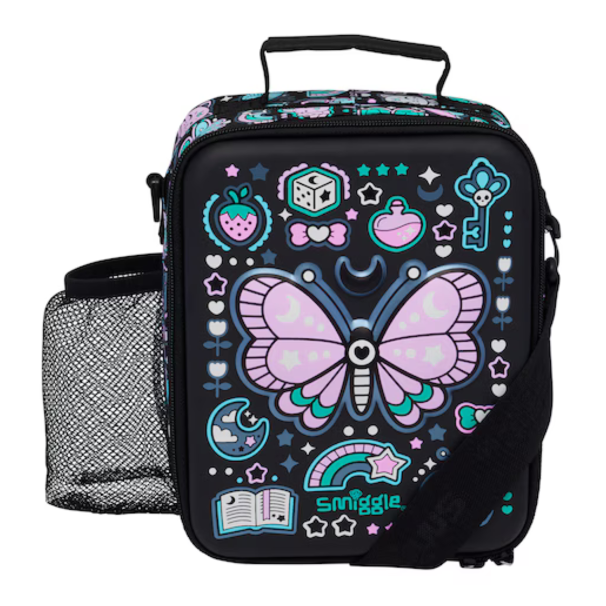 Smiggle Aspire Hardtop Level Lunchbox With Strap – Black Mix