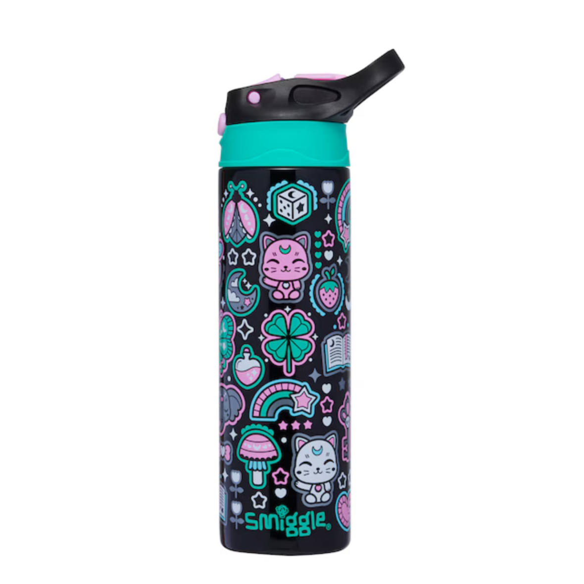 Smiggle Aspire Insulated Stainless Steel Flip Drink Bottle 520ml – Black Mix