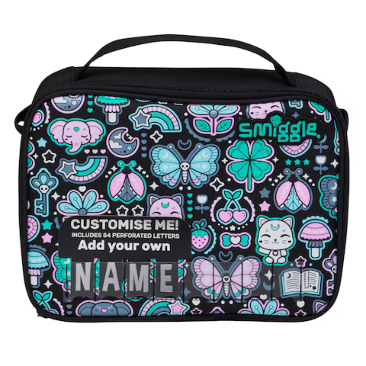 Smiggle Aspire Oblong Attach ID Lunchbox – Black Mix