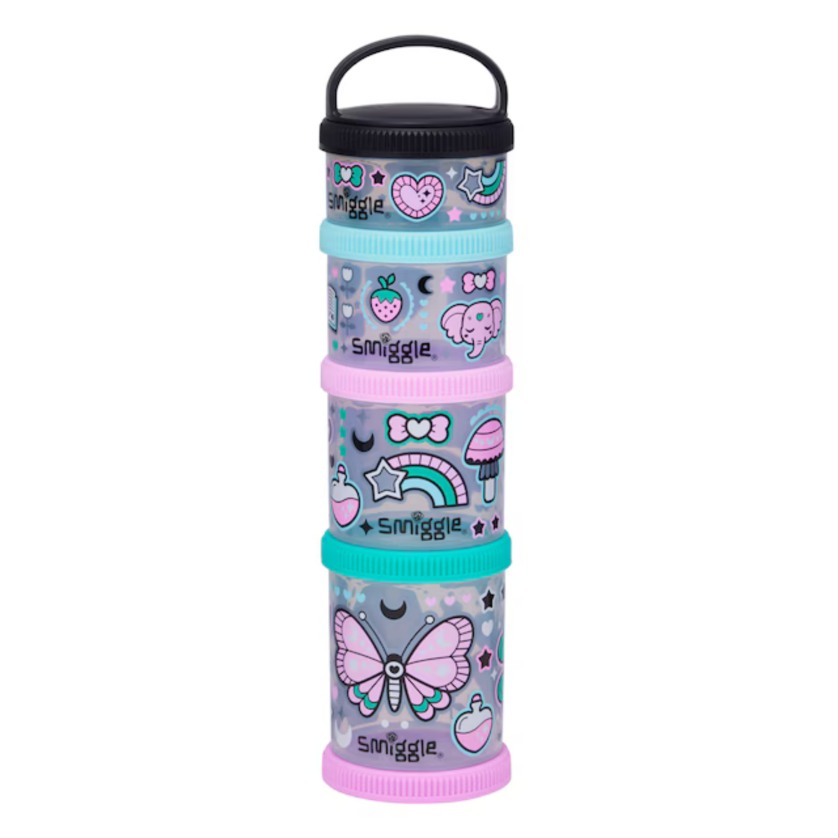 Smiggle Aspire Snack N Stack Containers X4 – Black Mix