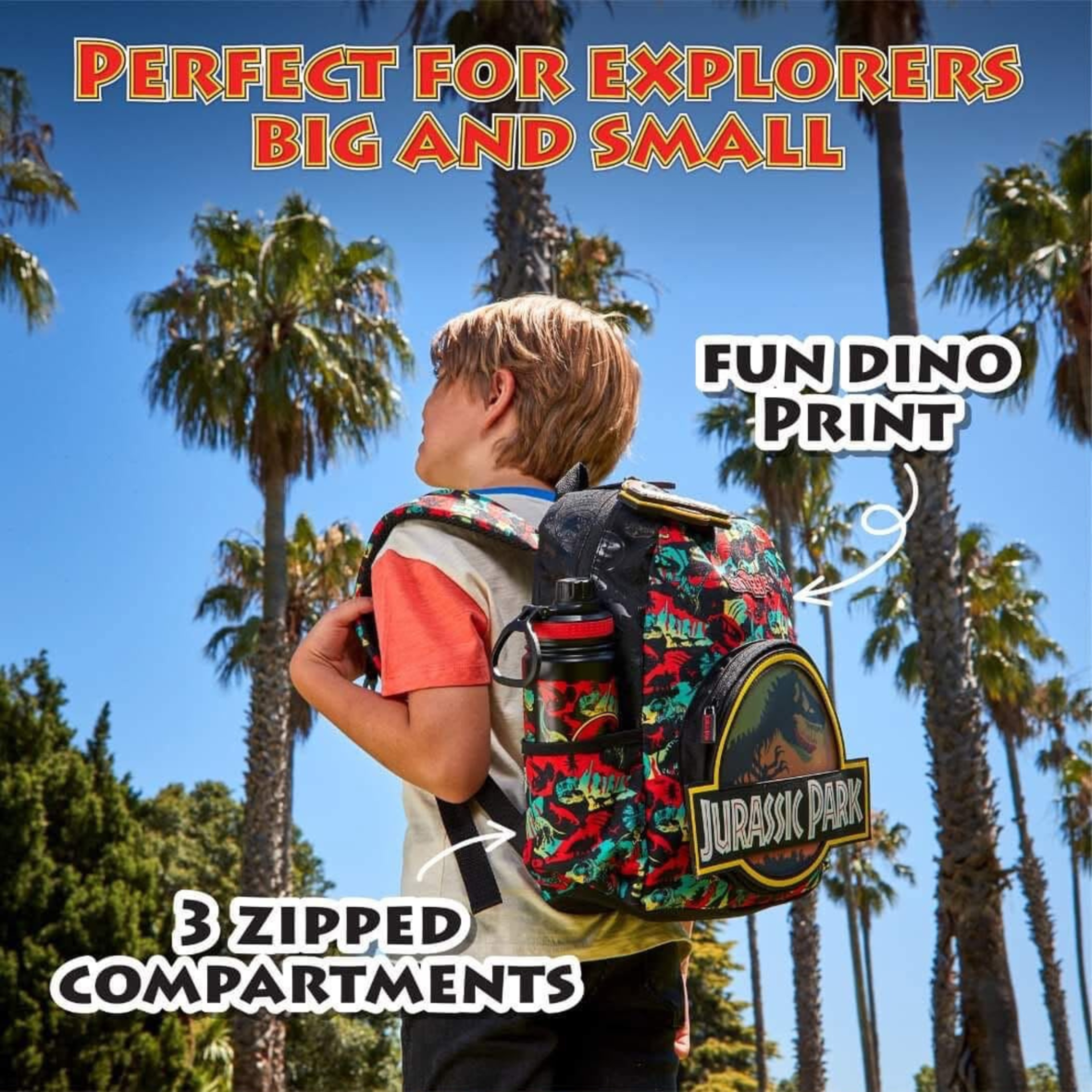 Smiggle Jurassic Park Junior Character Hoodie Backpack Black (4)