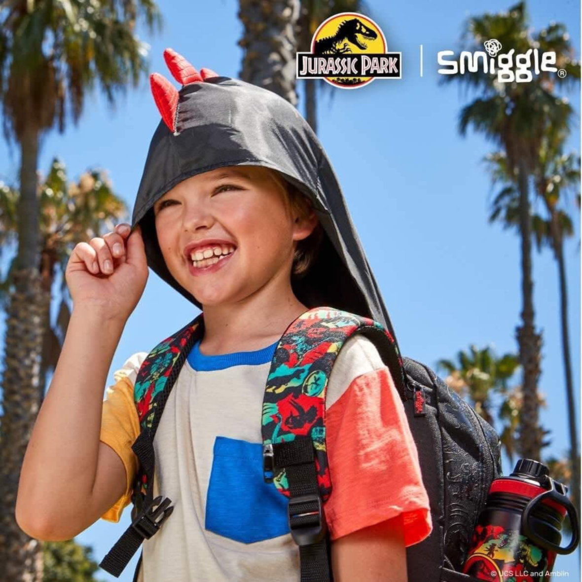 Smiggle Jurassic Park Junior Character Hoodie Backpack Black (5)