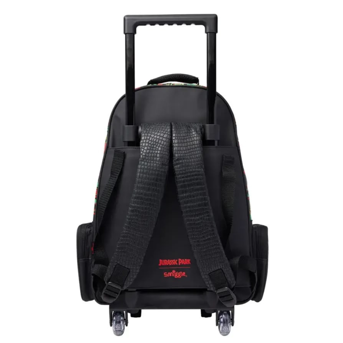 Smiggle Jurassic Park Trolley Backpack With Light Up Wheels Black (2)