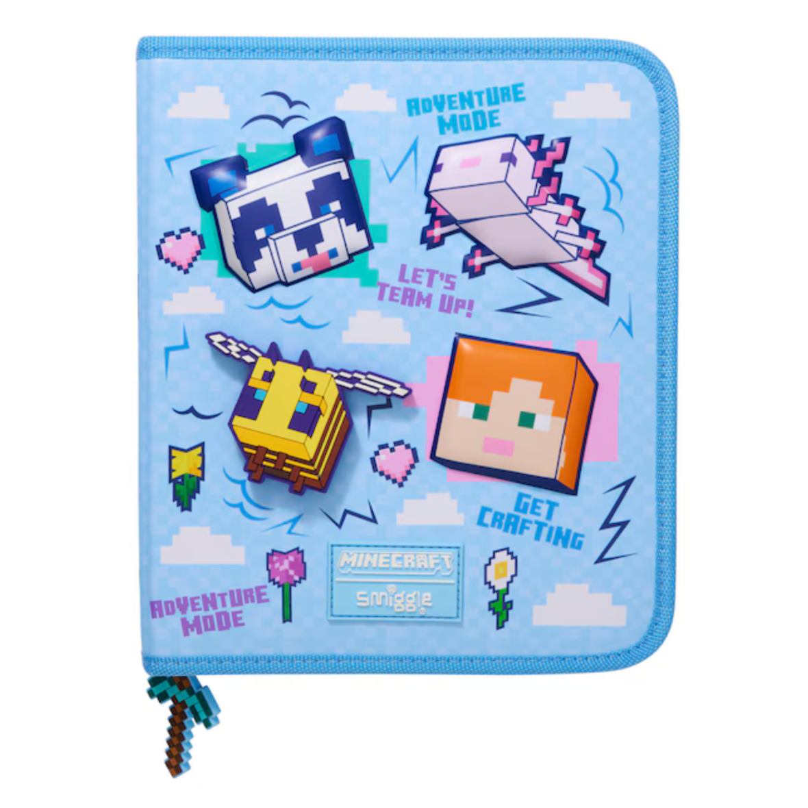 Smiggle Minecraft Hardtop Zip It Stationery Gift Pack – Light Blue