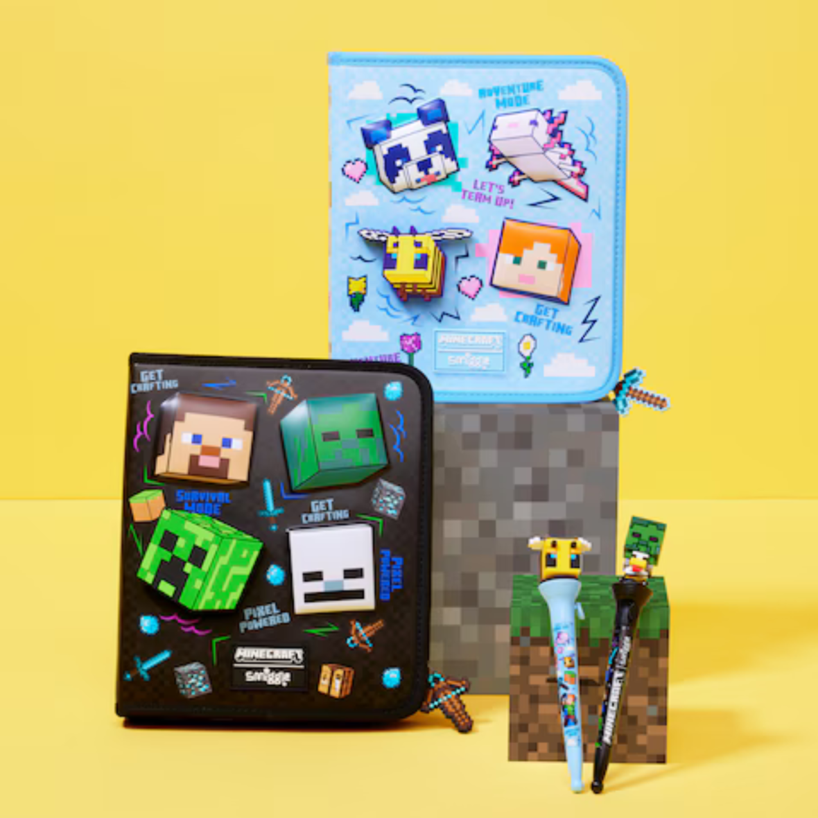 Smiggle Minecraft Hardtop Zip It Stationery Gift Pack (5)