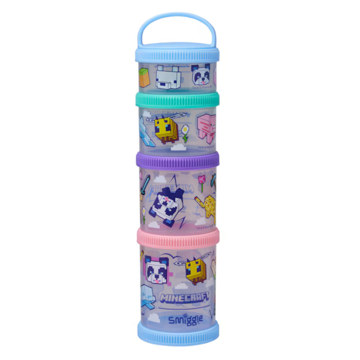 Smiggle Minecraft Snack N Stack Containers X4 – Light Blue