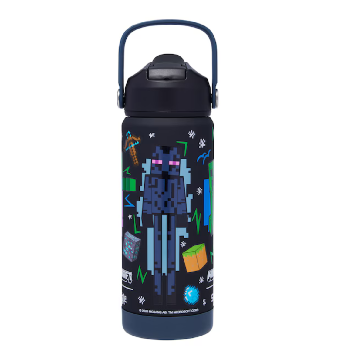 Smiggle Minecraft Squiggle Insulated Stainless Steel Drink Bottle 550ml – Black