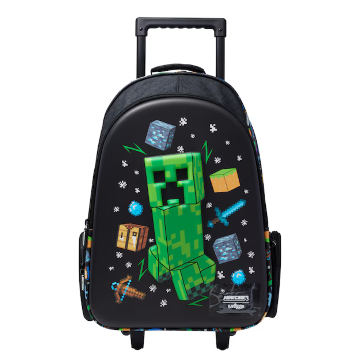 Smiggle Minecraft Trolley Backpack With Light Up Wheels – Black