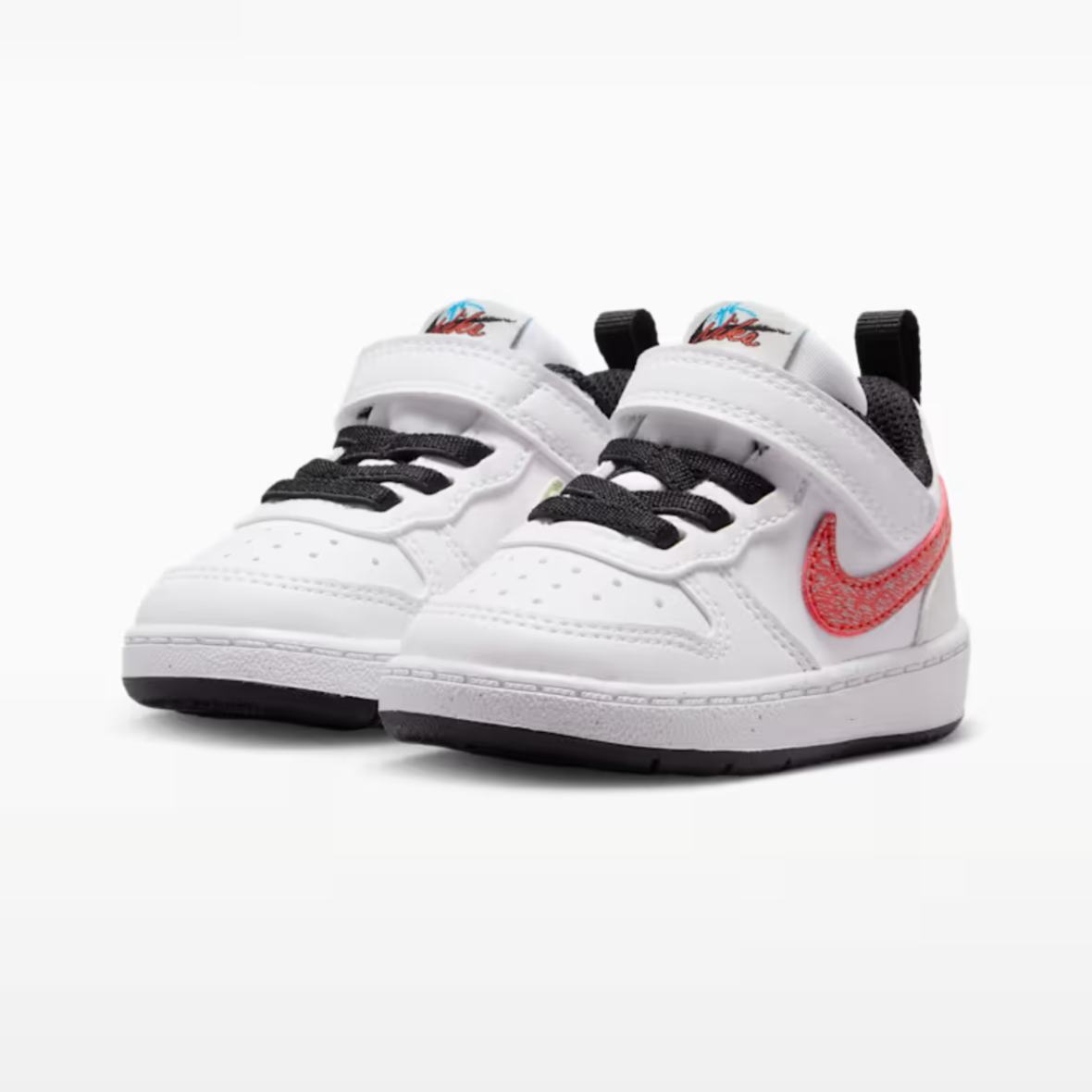 Nike Court Borough Low – BabyToddler – WhitePicante RedBarely VoltCurrent Blue (3)