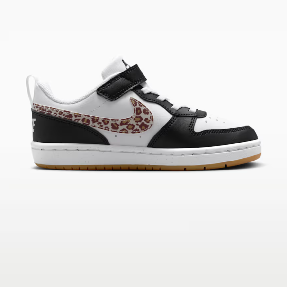 Nike Court Borough Low – Little Kids – Black/White/Gum Medium Brown/White