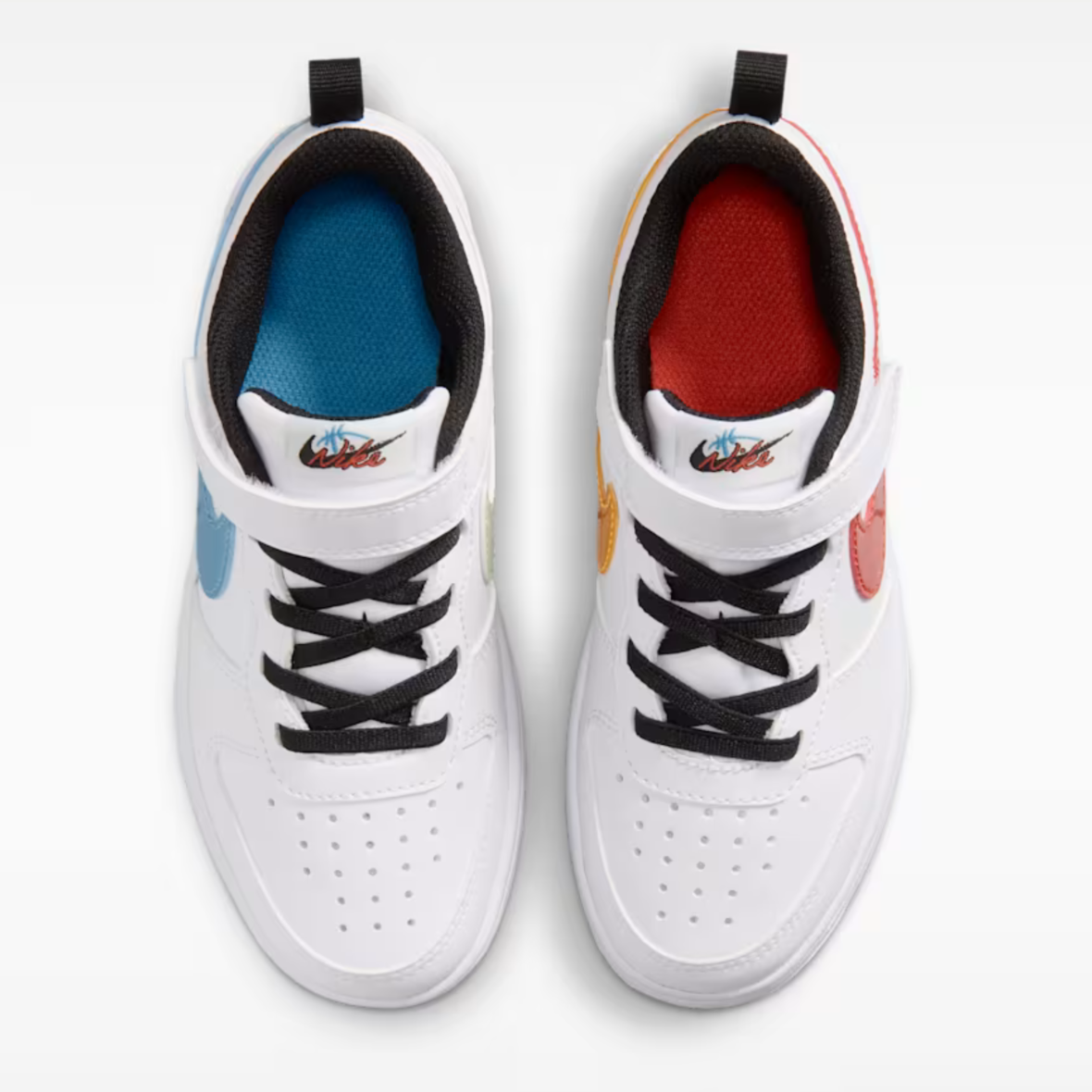 Nike Court Borough Low – Little Kids – WhitePicante RedBarely VoltCurrent Blue (2)