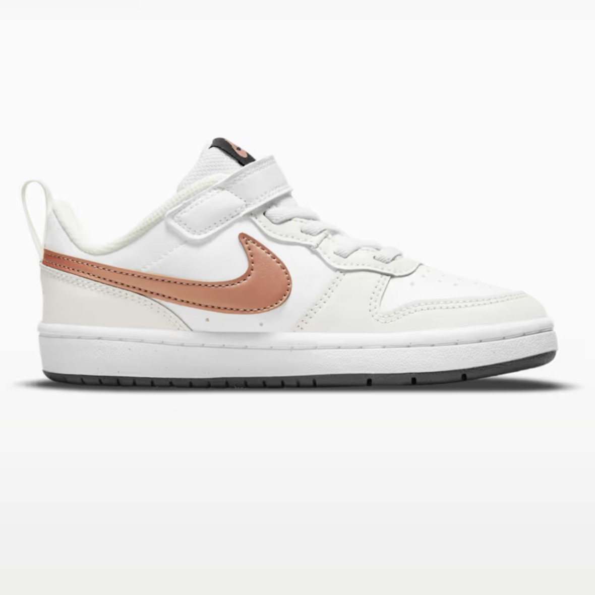 Nike Court Borough Low – Little Kids – White/Summit White/Dark Smoke Grey/Metallic Red Bronze